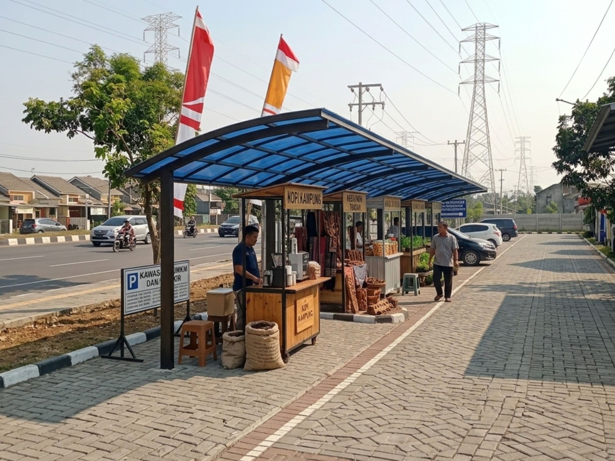 ilustrasi rencana pemanfaatan lahan fasum di depan Blok B11, menjadi taman bermain, track jogging, dan area bersantai yang bermanfaat bagi warga